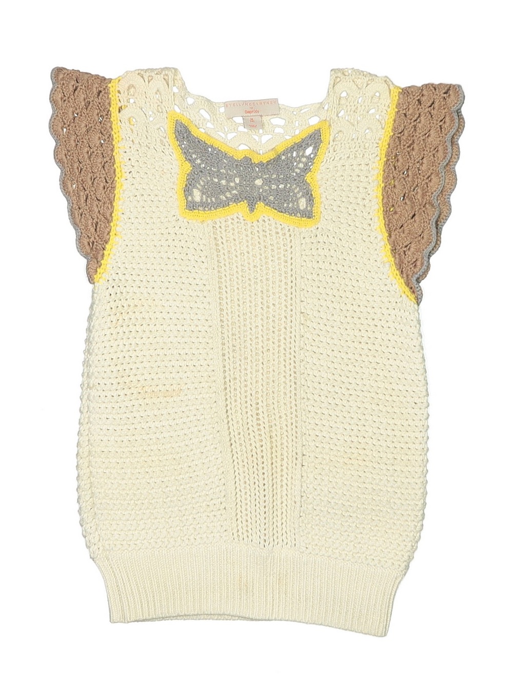 Stella McCarthy x GAP Kids Crochet Top in Cream, Gray & Yellow